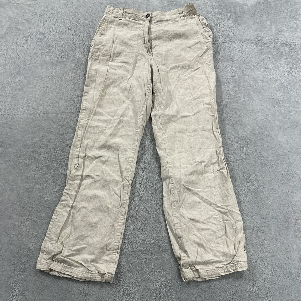 H&M Pants Lounge Women's Medium Comfy Beach Cream Linen Blend Boho Baggy